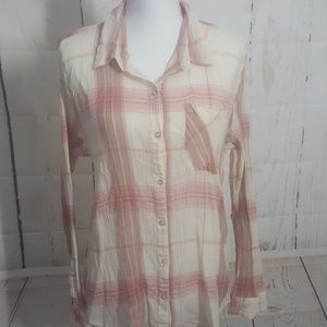 LUCKY BRAND WOMEN'S SHIRT XL PLAID BUTTON DOWN